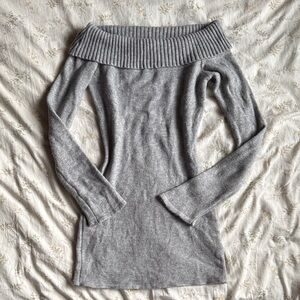 Grey sweater off the shoulder mini dress size extra small in great condition